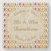 Echte eikenbladeren en Herfst van eikenbomen Stenen Onderzetter (Voorkant)