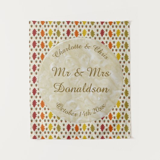 Echte eikenbladeren en Herfst van eikenbomen Wandkleed (Voorkant)