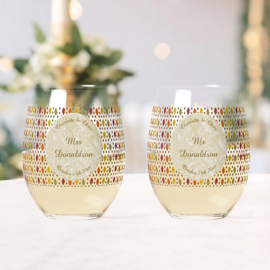 Echte eikenbladeren en Herfst van eikenbomen Wijnglas Zonder Voet (Insitu (Huwelijk))