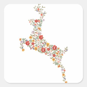 Echte elegante  springveer silhouet vierkante sticker
