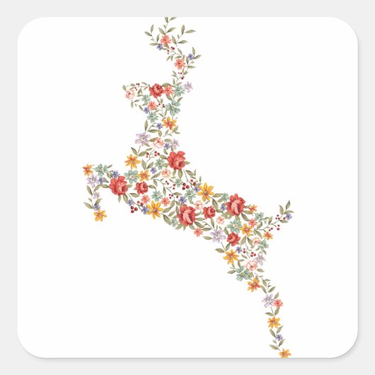 Echte elegante springveer silhouet vierkante sticker (Voorkant)