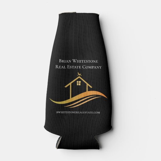 Echte Estate Chic Black Gold House Aangepaste mark Flesjeskoeler (Voorkant)