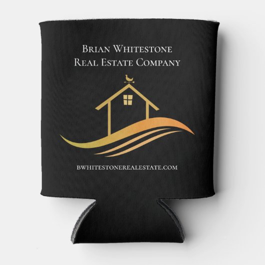 Echte Estate Chic Black Gold House Custom Realtor Blikjeskoeler (Voorkant)