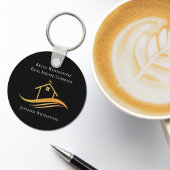 Echte Estate Chic Black Gold House Custom Realtor Sleutelhanger