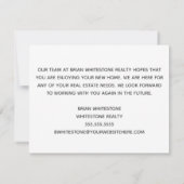 Echte Estate Happy Home Jubileum Aangepast grijs Kaart (Achterkant)