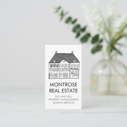 ECHTE ESTATE House Line Art Chic Minimum CUSTOM Visitekaartje (Staand voorkant)