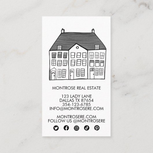 ECHTE ESTATE House Line Art Chic Minimum CUSTOM Visitekaartje (Achterkant)