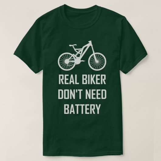 Echte fietsers hebben geen batterij, fiets, fiets  t-shirt (Design voorkant)