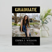 Echte Folie 2 foto Black Graduation Aankondigingen (Staand Voorkant)