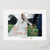 Echte Folie 2 foto's op aangepaste bruiloft Feestdagenkaart (Voorkant)