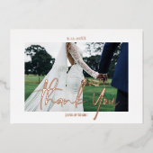 Echte Folie 2 foto's op aangepaste bruiloft Folie Feestdagenkaart (Voorkant)