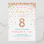 Echte Folie 8e verjaardag Uitnodigingen, Roze Conf Folie Uitnodiging (Voorkant)