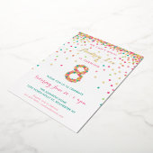 Echte Folie 8e verjaardag Uitnodigingen, Roze Conf Folie Uitnodiging (Gedraaid)