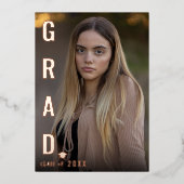 Echte Folie AFSTUDEERDER Afstuderen foto bekendmak Folie Uitnodiging (Voorkant)