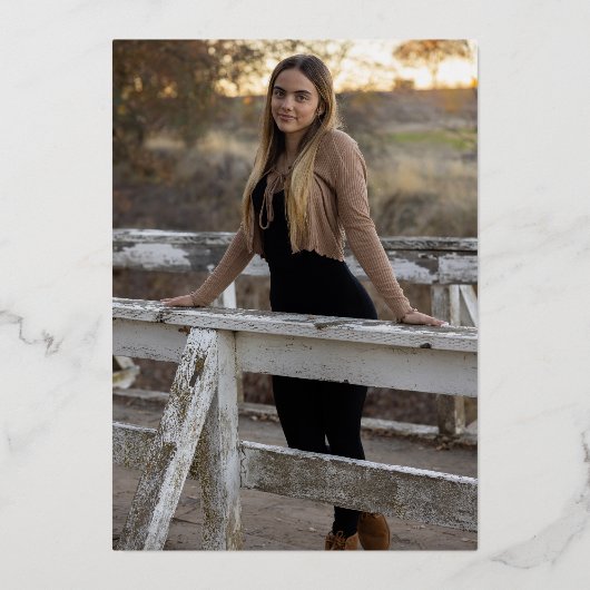Echte Folie AFSTUDEERDER Afstuderen foto bekendmak Folie Uitnodiging (Achterkant)