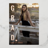 Echte Folie AFSTUDEERDER Afstuderen foto bekendmak Folie Uitnodiging (Voorkant)