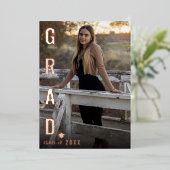 Echte Folie AFSTUDEERDER Afstuderen foto bekendmak Folie Uitnodiging (Staand Voorkant)