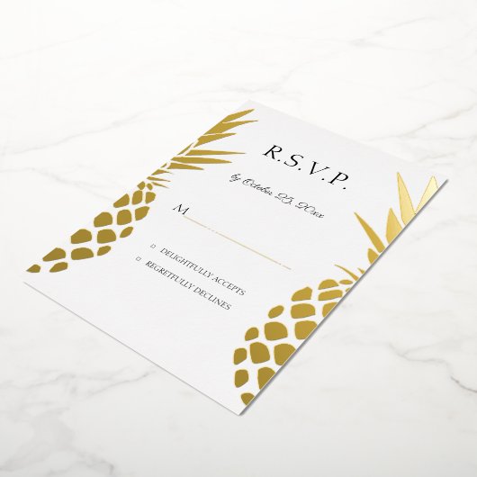 echte folie anananas bruiloft RSVP Uitnodiging (Gedraaid)