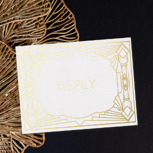 Echte Folie Art Deco Geometrische Gouden Folie Maa Uitnodiging Briefkaart