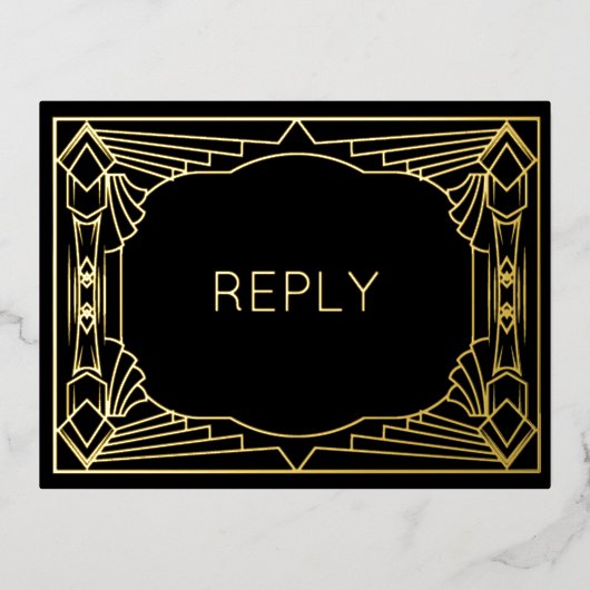 Echte Folie Art Deco Geometrische Gouden Foliemeel Folie Uitnodiging Briefkaart (Voorkant)