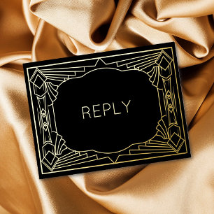 Echte Folie Art Deco Geometrische Gouden Foliemeel Folie Uitnodiging Briefkaart