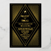 Echte Folie Art Deco geometrische vlieger vorm bru Uitnodiging (Voorkant)