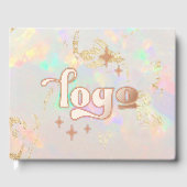 Echte folie bedrijf logo op opaal achtergrond gastenboek (Voorkant)