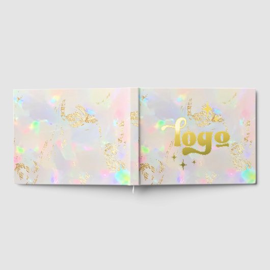 Echte folie bedrijf logo op Opal Stone Gastenboek (Volledig)