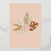 Echte Folie, Bloemen 1e Verjaardagsuitnodiging in  Folie Uitnodiging (Achterkant)