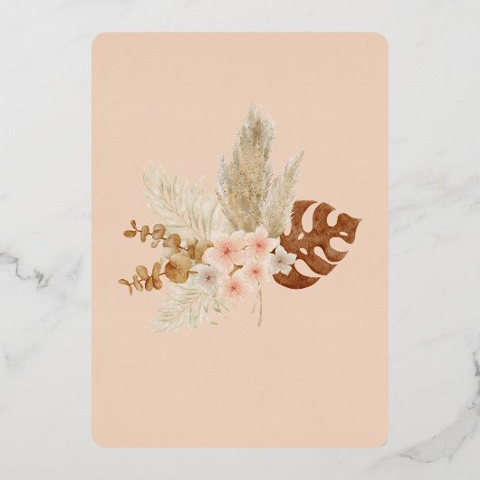 Echte Folie, Bloemen 1e Verjaardagsuitnodiging in  Folie Uitnodiging (Achterkant)