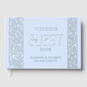 Echte Folie  Bloemen Blauw Huwelijk Gastenboek (Voorkant)