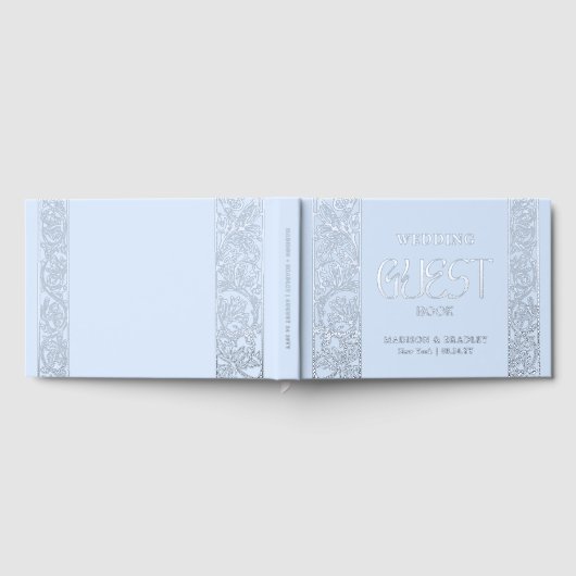 Echte Folie  Bloemen Blauw Huwelijk Gastenboek (Volledig)