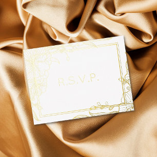 Echte Folie Bloemen Bloesems Loof Maaltijd RSVP Uitnodiging Briefkaart
