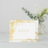 Echte Folie Bloemen Foliage Meal RSVP Folie Uitnodiging Briefkaart (Staand Voorkant)