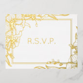 Echte Folie Bloemen Foliage Meal RSVP Folie Uitnodiging Briefkaart (Voorkant)