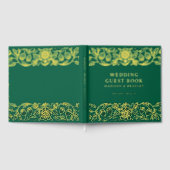 Echte Folie  Bloemen Groene Huwelijk Gastenboek (Volledig)