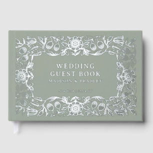Echte Folie  Bloemen Groene Huwelijk Gastenboek