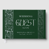 Echte Folie  Bloemen Groene Zilveren Huwelijk Gastenboek (Voorkant)