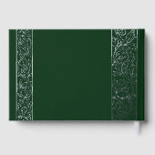 Echte Folie  Bloemen Groene Zilveren Huwelijk Gastenboek (Achterkant)