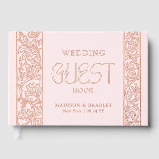 Echte Folie Bloemen Roze Huwelijk Gastenboek (Voorkant)