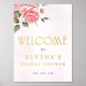 Echte Folie Bloemen Waterverf Welkomstbord Folie Afdrukken (Voorkant)