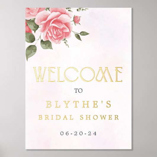 Echte Folie Bloemen Waterverf Welkomstbord Folie Afdrukken (Voorkant)