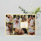 Echte Folie Boho Kerstmis 7 Foto Collage Holiday Feestdagenkaart (Staand Voorkant)