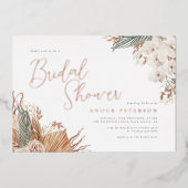 Echte Folie | Boho Orchidee & Pampas Bruidsuitnodi Uitnodiging (Voorkant)