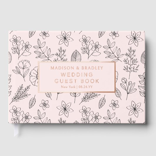 Echte Folie Botanische Bloemen Trouwen Gastboek Gastenboek (Voorkant)