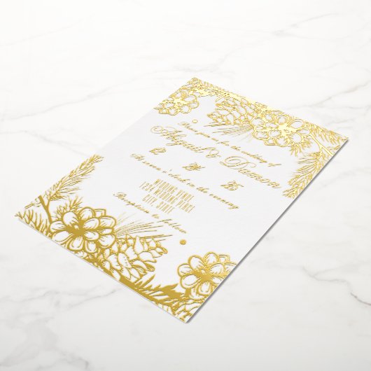 Echte folie bruiloft uitnodiging met winterelement (Gedraaid)