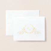 Echte Folie Chique Calligrafie Monogram RSVP QR Co Folie Kaarten (Voorkant met envelop)
