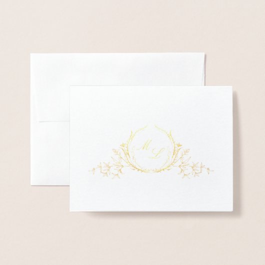 Echte Folie Chique Calligrafie Monogram RSVP QR Co Folie Kaarten (Voorkant met envelop)