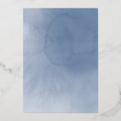 echte folie details blauwe waterverf rozen bruilof folie uitnodiging (Achterkant)