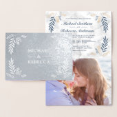 Echte Folie Dusty Blue Branch bruiloft uitnodiging (Display)